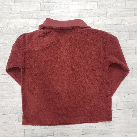 Berkley Jensen Sherpa Quarter Zip Wide Ribbed Collar Rust Cozy Womens XL NWT - Picture 6 of 12